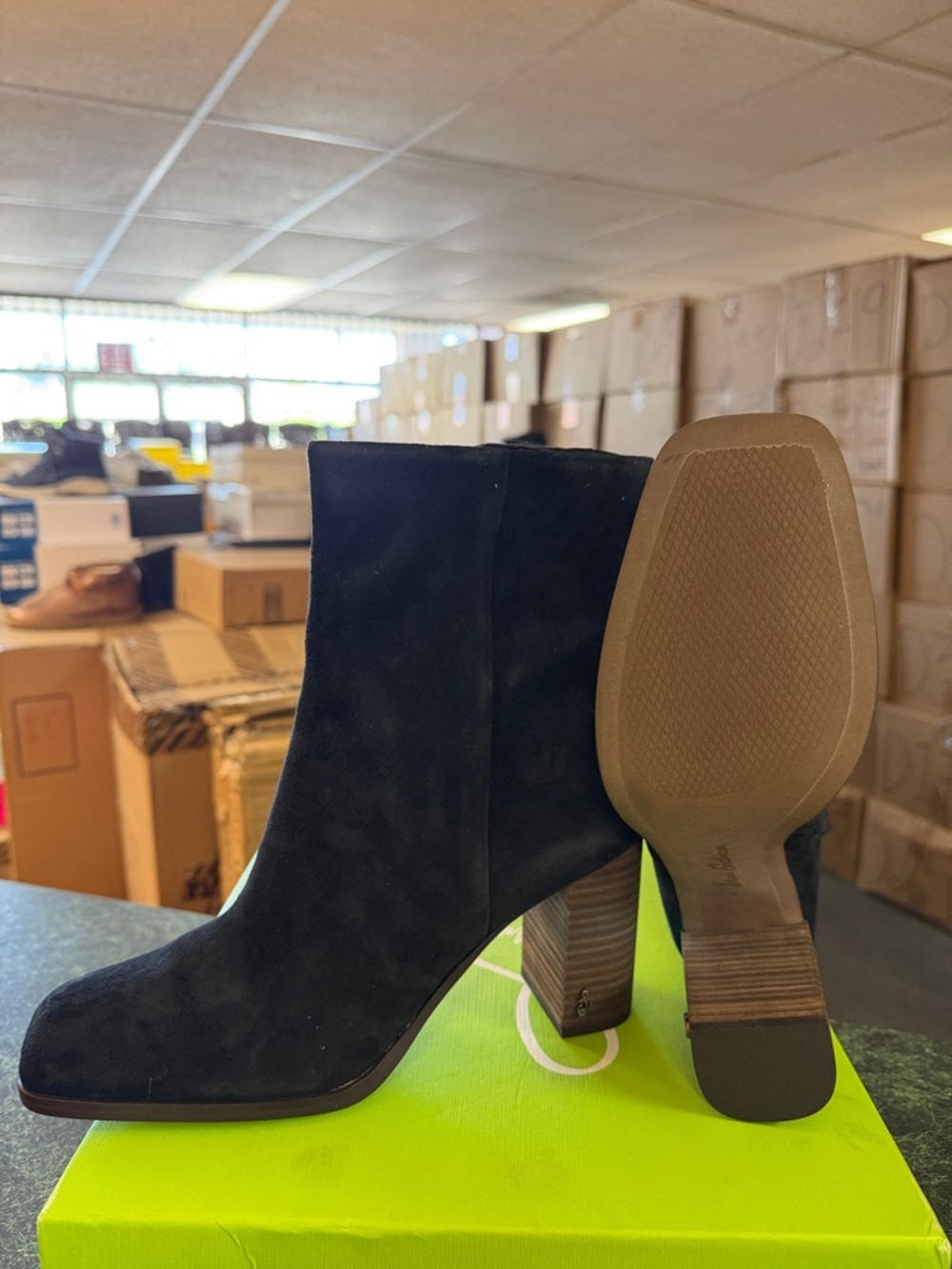 Sam Edelman Womens Osten Suede Stacked Heel Ankle Boots